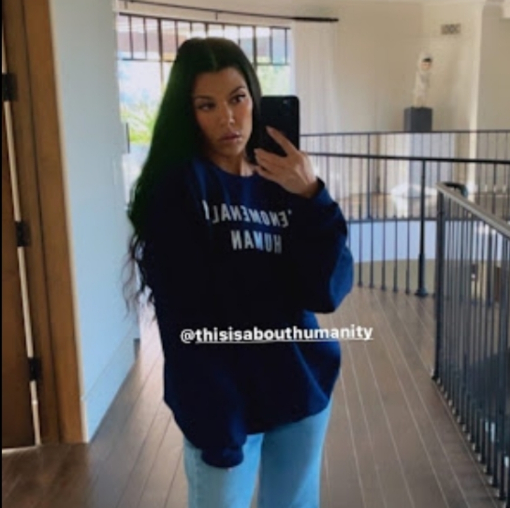 Phenomenally Human sweatshirt as seen on Kourtney Kardashian size S navy crew